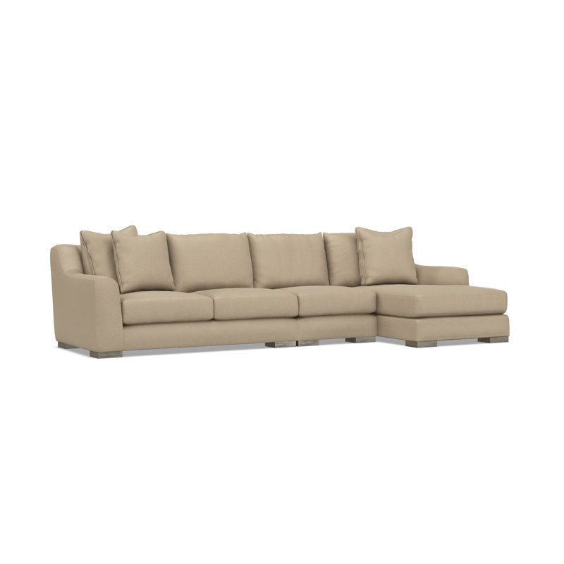 Gabi 3-Piece Fabric Sectional, Taupe Polyester, 35" H x  135" W x 63.5" D, Right Hand Facing