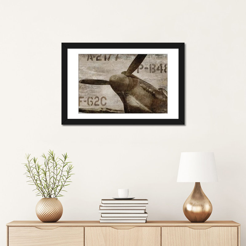 «Vintage Air plane» par Dylan Matthews, impression sur toile tendue, H 16 po x l 24 po x P 1 po, Papier d'art encadré noir