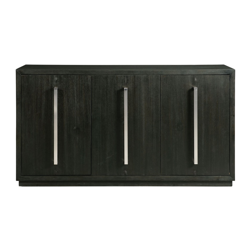 66'' Dark Gray Wood Grain Sideboard with Chrome Pulls