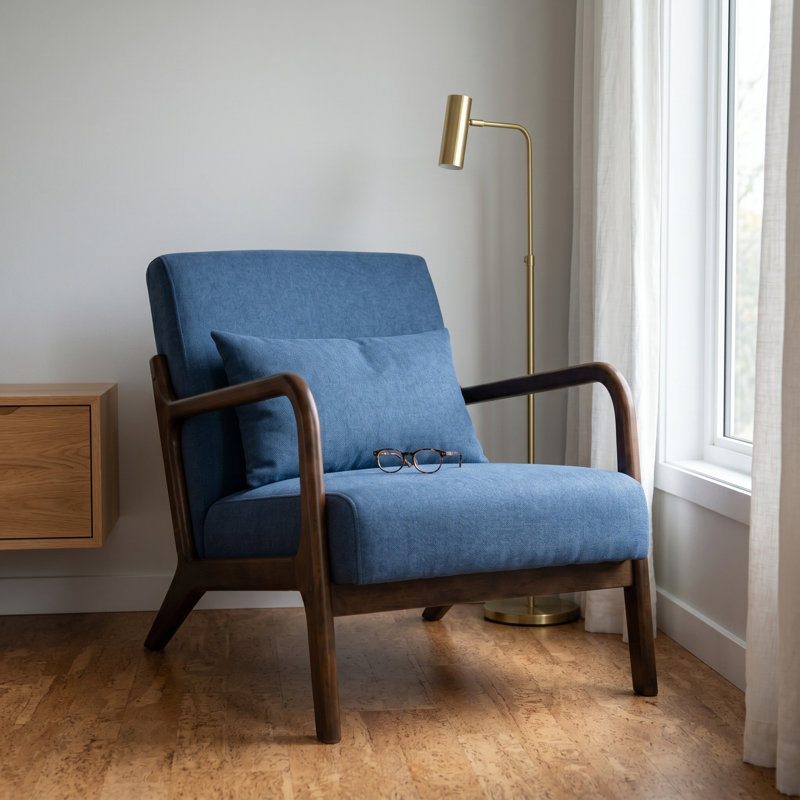 Fauteuil d'appoint rembourré bleu Mid-Century