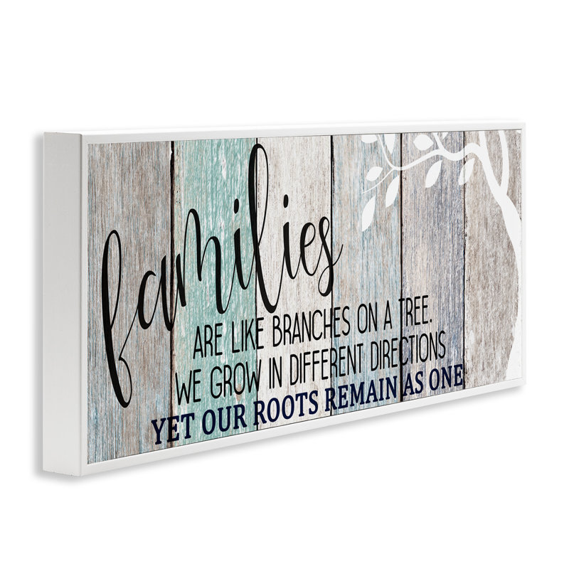 Citation inspirante de familles par branches, estampe numérique par Kim Allen, Giclée encadrée blanc bord de mer