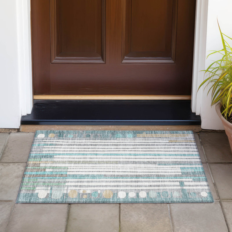 Machine Washable Indoor/Outdoor Husby ACN2189 Geometric Rug, Rectangle 1'8" x 2'6"
