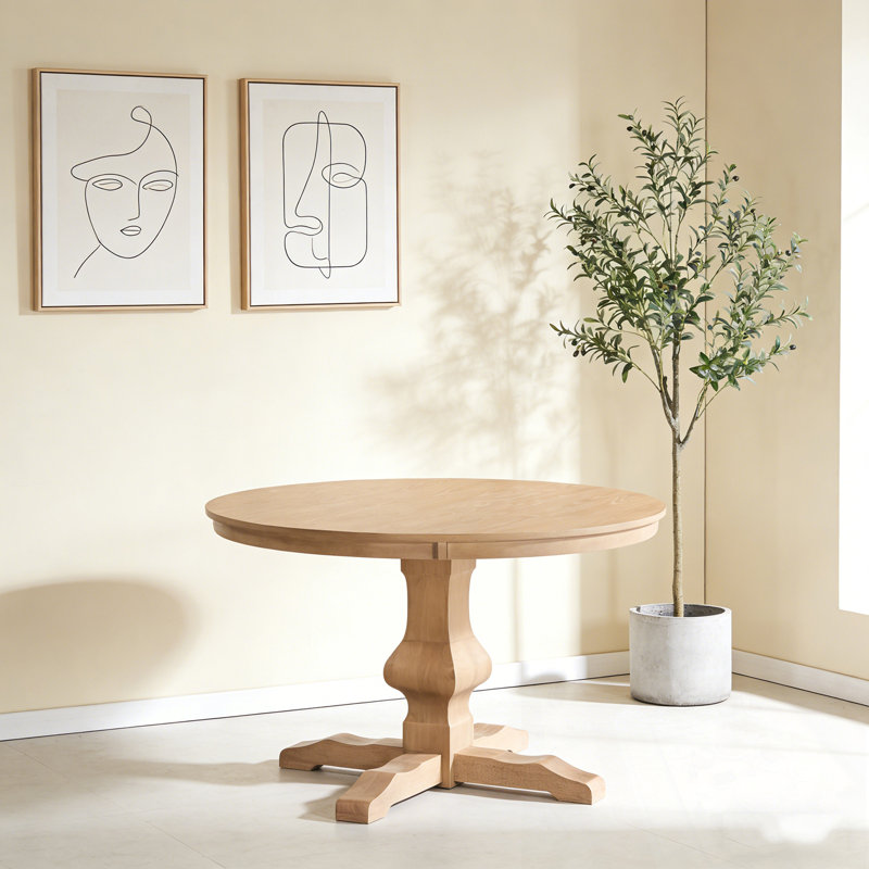 Table de salle à manger ronde avec base robuste, Clair naturel