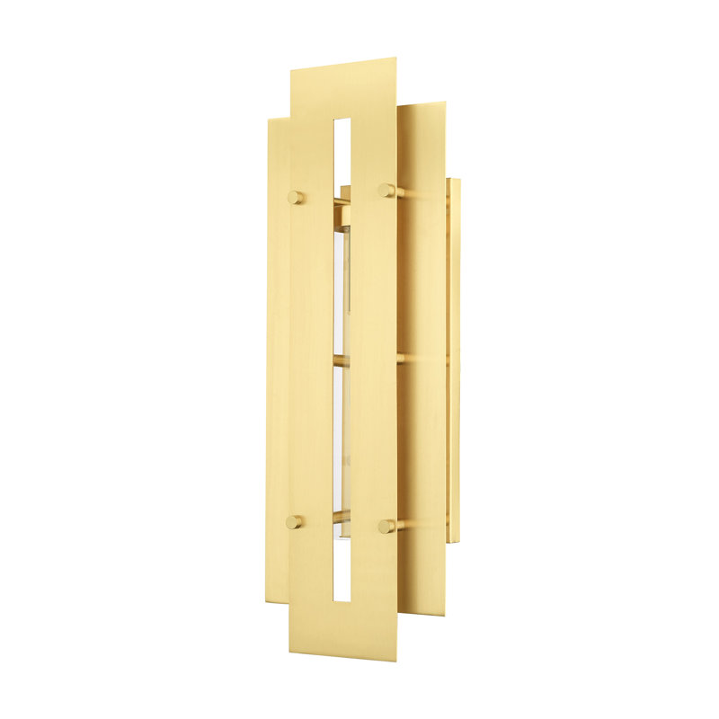 Plafonnier encastré d'extérieur Baynbridge, Laiton satiné, H 22 po x l 8 po x P 4,5 po