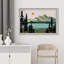 «Western Decor Full Sun Over Mountains Nature Artwork Wood Effect Panels», art moderne paysage encadré sur toile-94585934-94585935