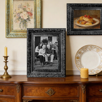 Black 3 PCS Wall Mounted Picture Frame for 5" x 7" Photos and New Home Gifts