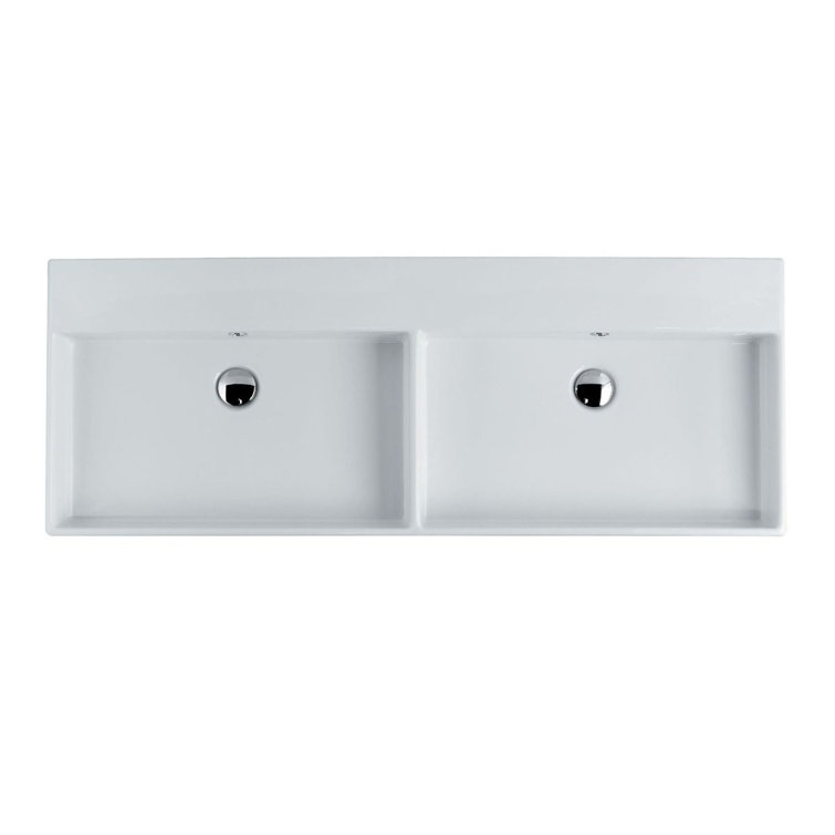WS Bath Collections Unlimited 17.7'' White Ceramic Rectangular Bathroom Sink with Overflow