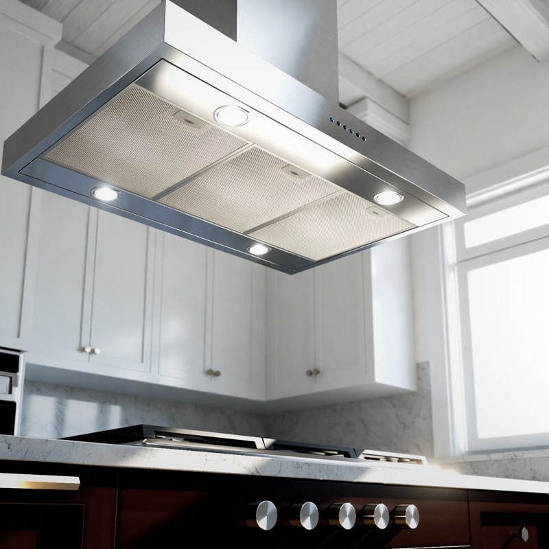 42" Fabriano 600 CFM Convertible Island Range Hood in Stainless Steel with Night Light