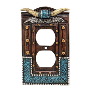 Housse de prise de courant American Western Home Decor - Fausse cornes et cuir usiné
