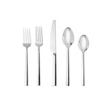 Fortessa Orson 18/10 Stainless Steel, 5 Piece Flatware Set (Service for 1), Silver