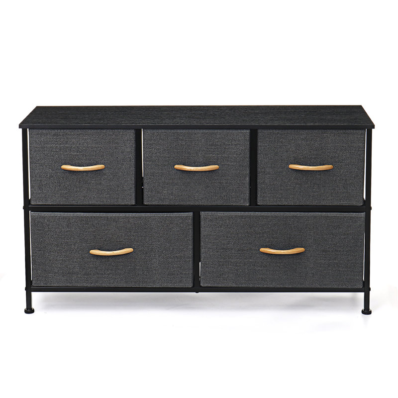 Commode à 5 tiroirs Hailsham, Gris foncé