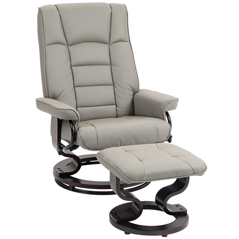 Recliner With Ottoman, Swivel Recliner Chair And Ottoman, Faux Leather Reclining Chair