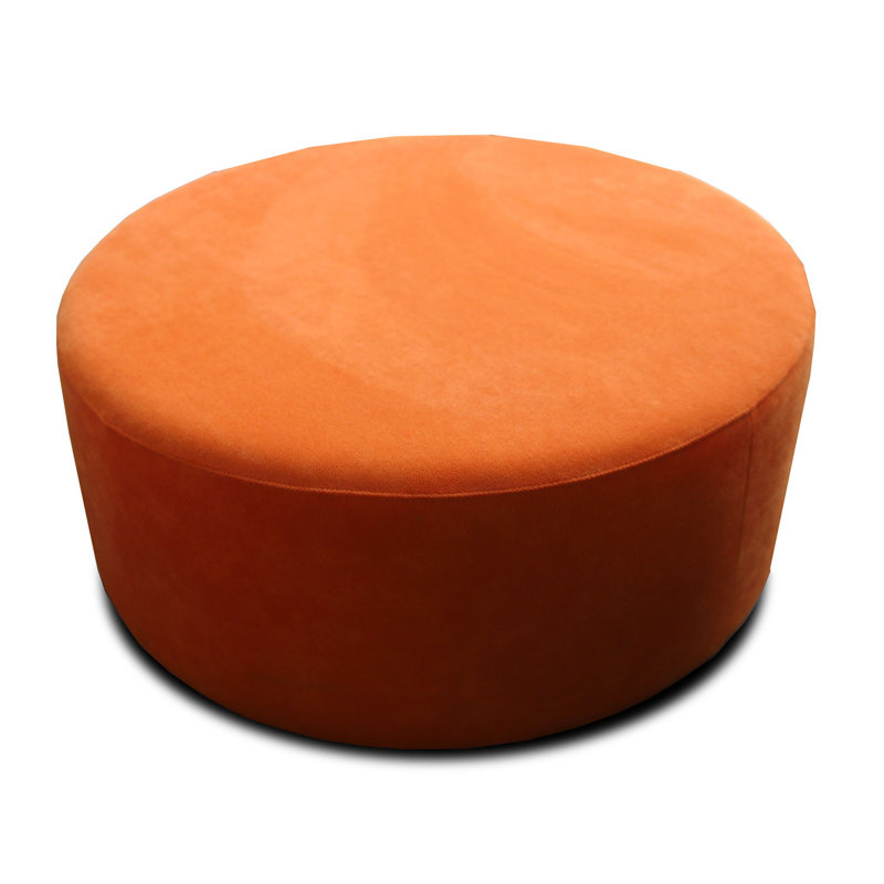 Repose-pieds rond en cuir véritable de 35,4 po de largeur