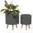 Elmira 2 Piece Magnesium Oxide Indoor Outdoor Planter with Wood Legs Set, 16", 13"H-1363405003