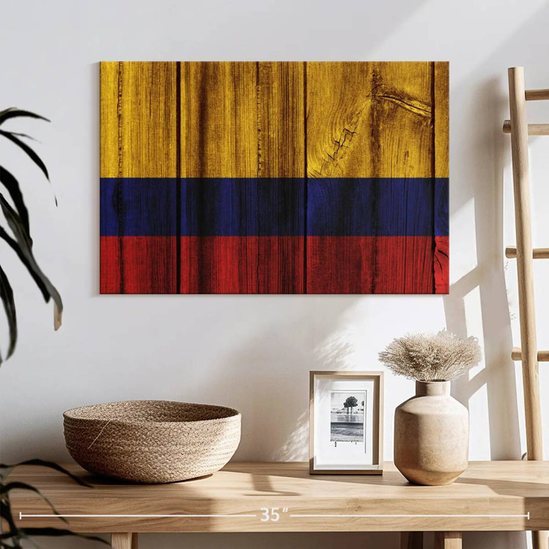 Drapeau de la Colombie en bois, H 16 po x l 24 po