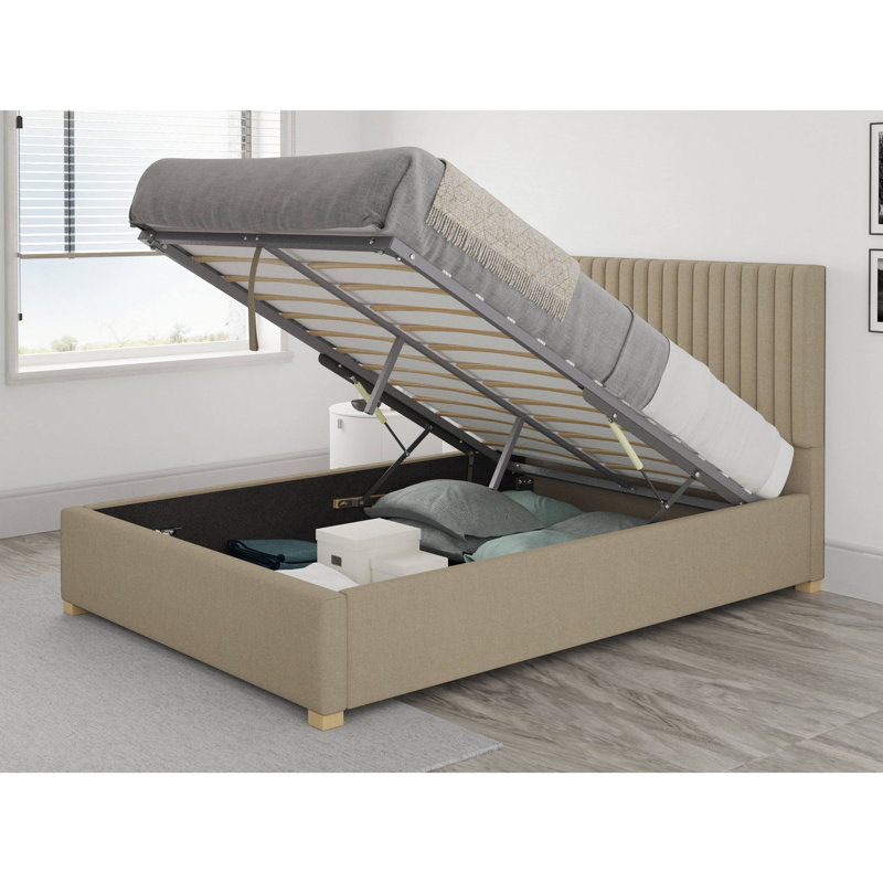 Chevy Upholstered Ottoman Storage Bed, Kingsize (5'), Natural