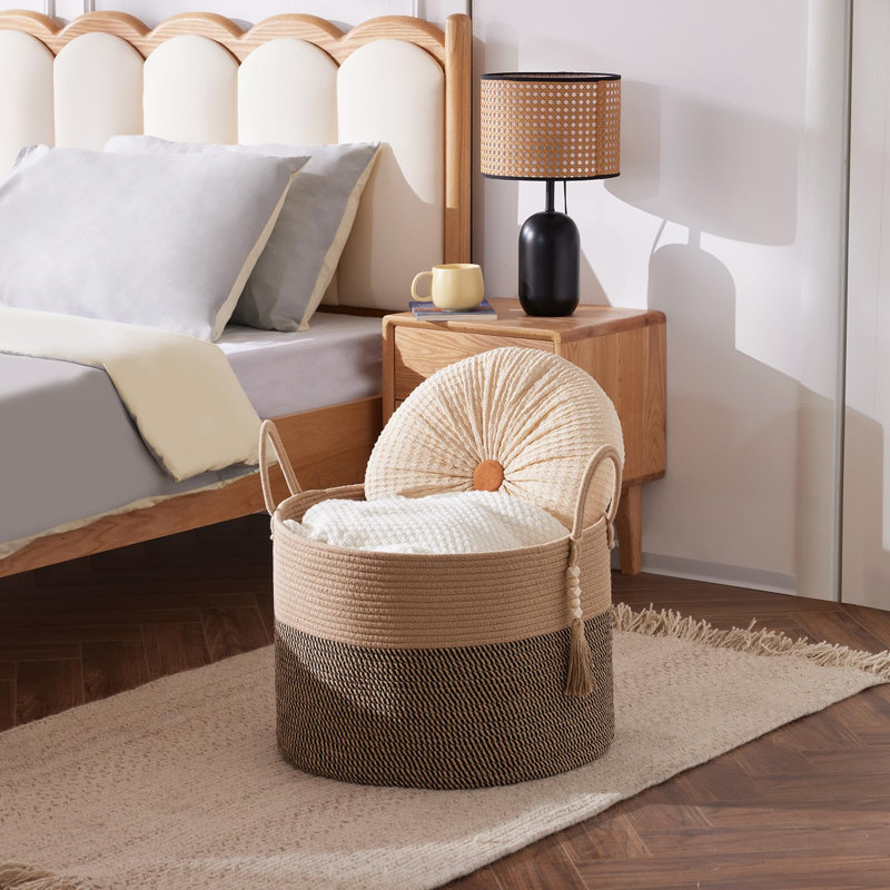 Laundry Hamper with Handles, Brown Mix
