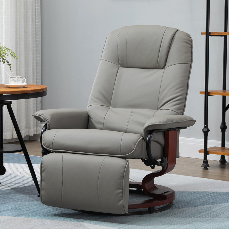 Comfortable Swivel Recliner With Padded Armrest And Extendable Footrest