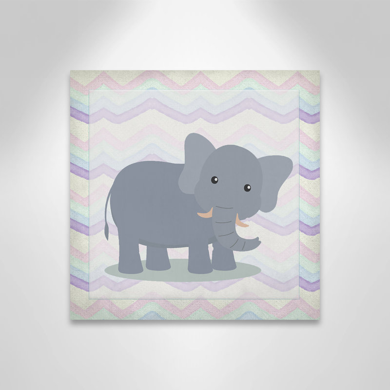 Art de l'éléphant rose, Canevas, H 16 po x l 16 po x P 1,5 po