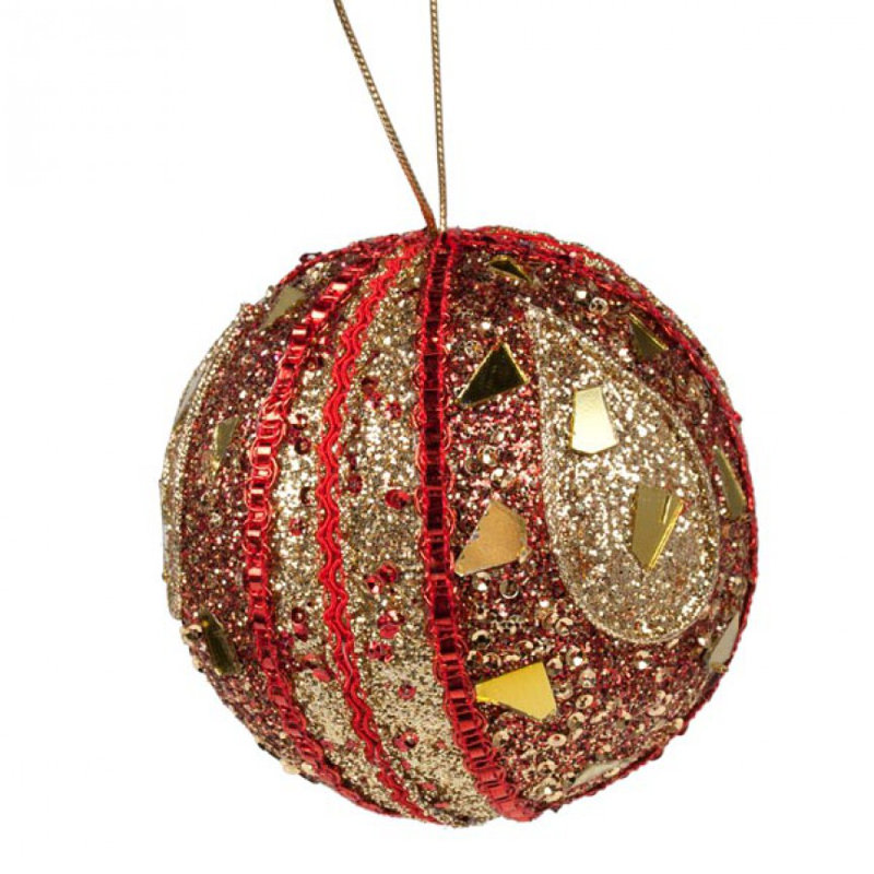 10cm Bauble, Red and Gold
