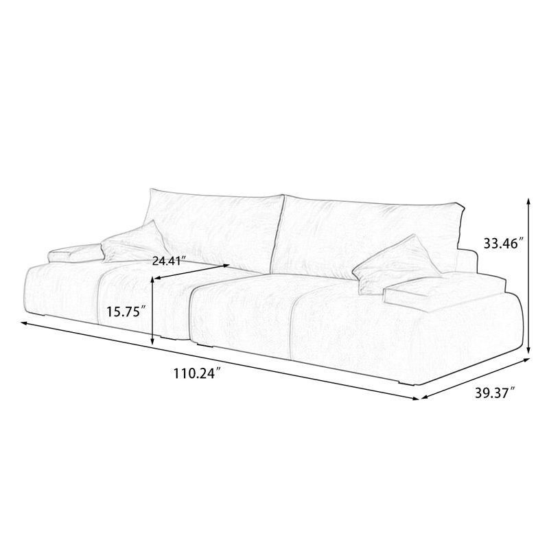 Coussin modulaire beige en polyester, Beige, H 33,46 po x l 110,24 po x P 39,37 po