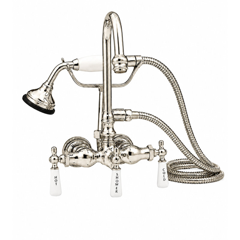 Tub Mount Gooseneck Faucet with Handheld (P0402), Satin Black