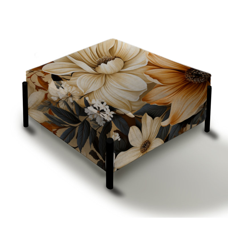 Grand repose-pieds carré à motif floral bohème Earthy Elegance