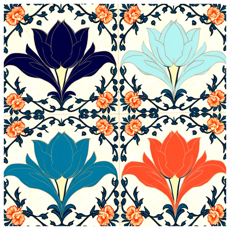 Tapis de bain à motif floral, L 34 po x L 21 po