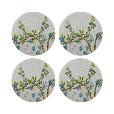 Cherry Blossom Vegan Leather Round Beaded Placemat