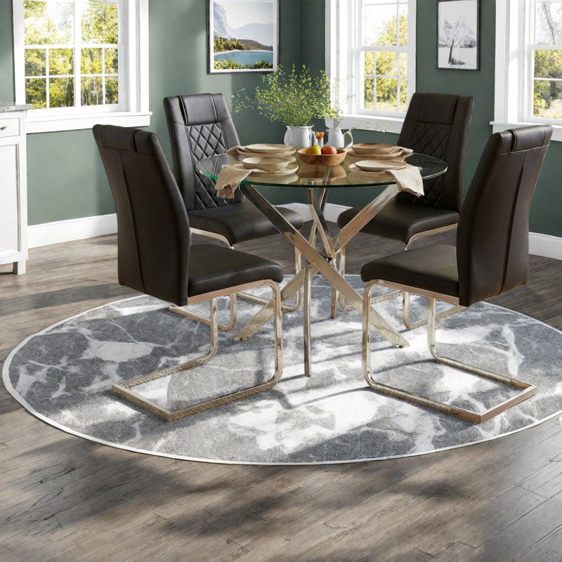 Ensemble de table de salle à manger moderne et peu encombrant avec design en verre et en métal pour la maison