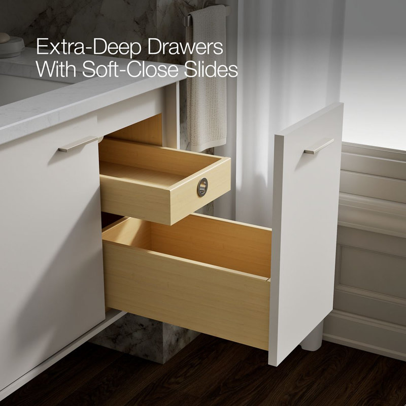 Jute 30" Vanity Base Only with 1 Door and 1 Drawer on Right, Linen White