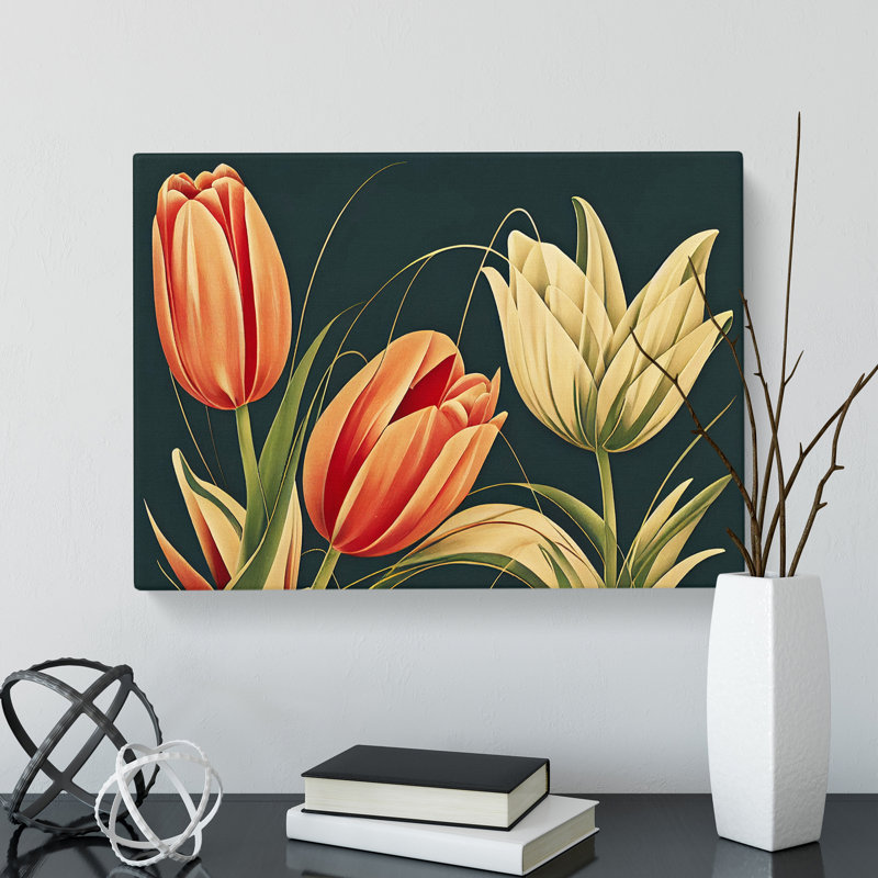 Deco Tulip Flowers Vol.2 - Wrapped Canvas, 35cm H x 50cm W x 3cm D