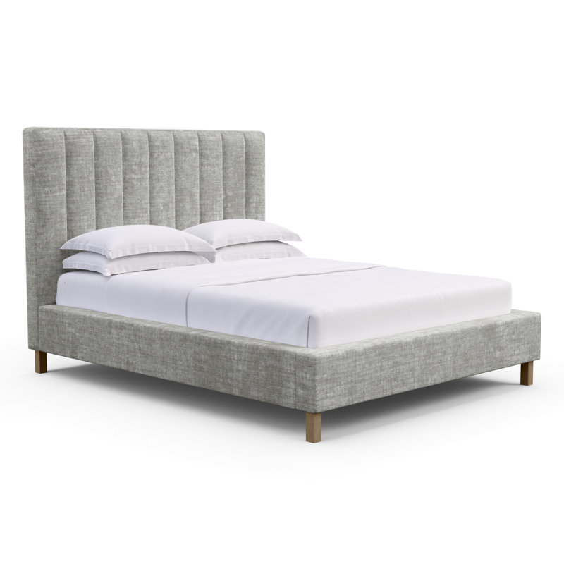Highline Upholstered Bed, California King, Crushed Velvet Silver Streak, Ebony
