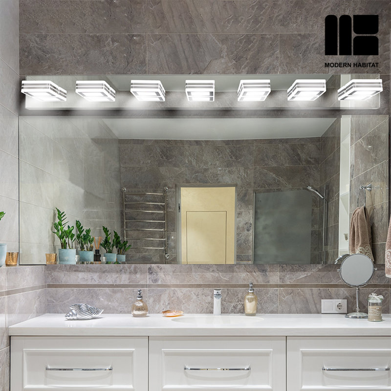 Loralynn Dimmable LED Vanity Light – Simple & Modern Bathroom Mirror Lighting, 7, Chrome