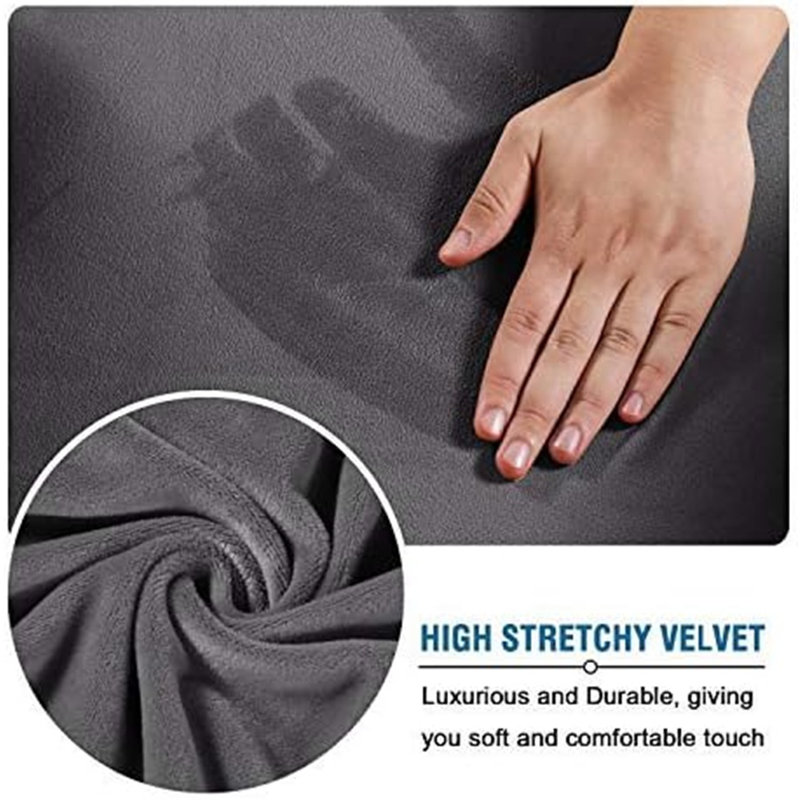 Housse extensible en velours à motif floral, Gris
