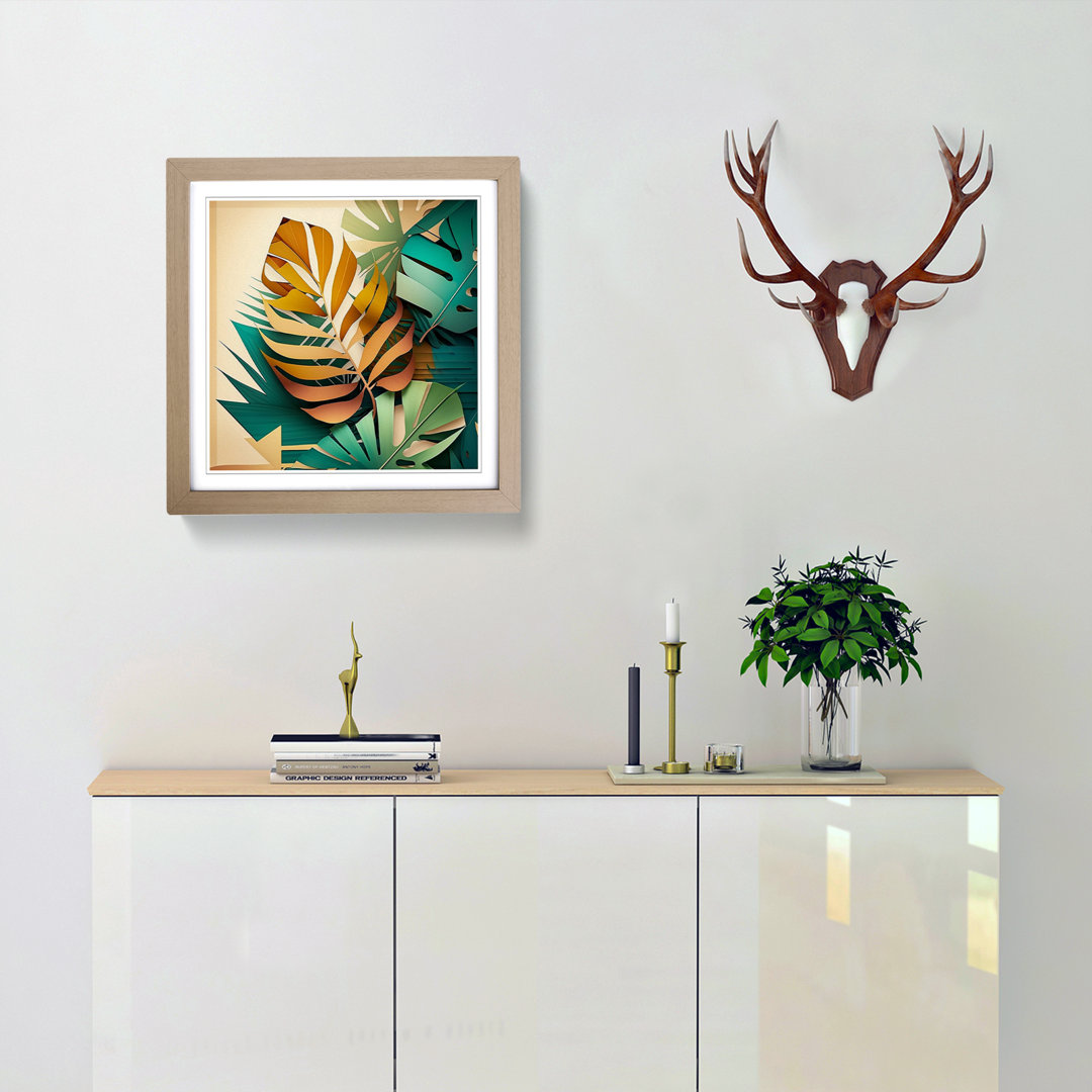 Palm Leaf Cubism - Framed Print