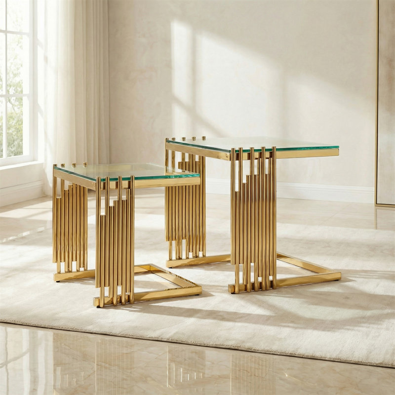 2 Pieces Gold  cofee Table set