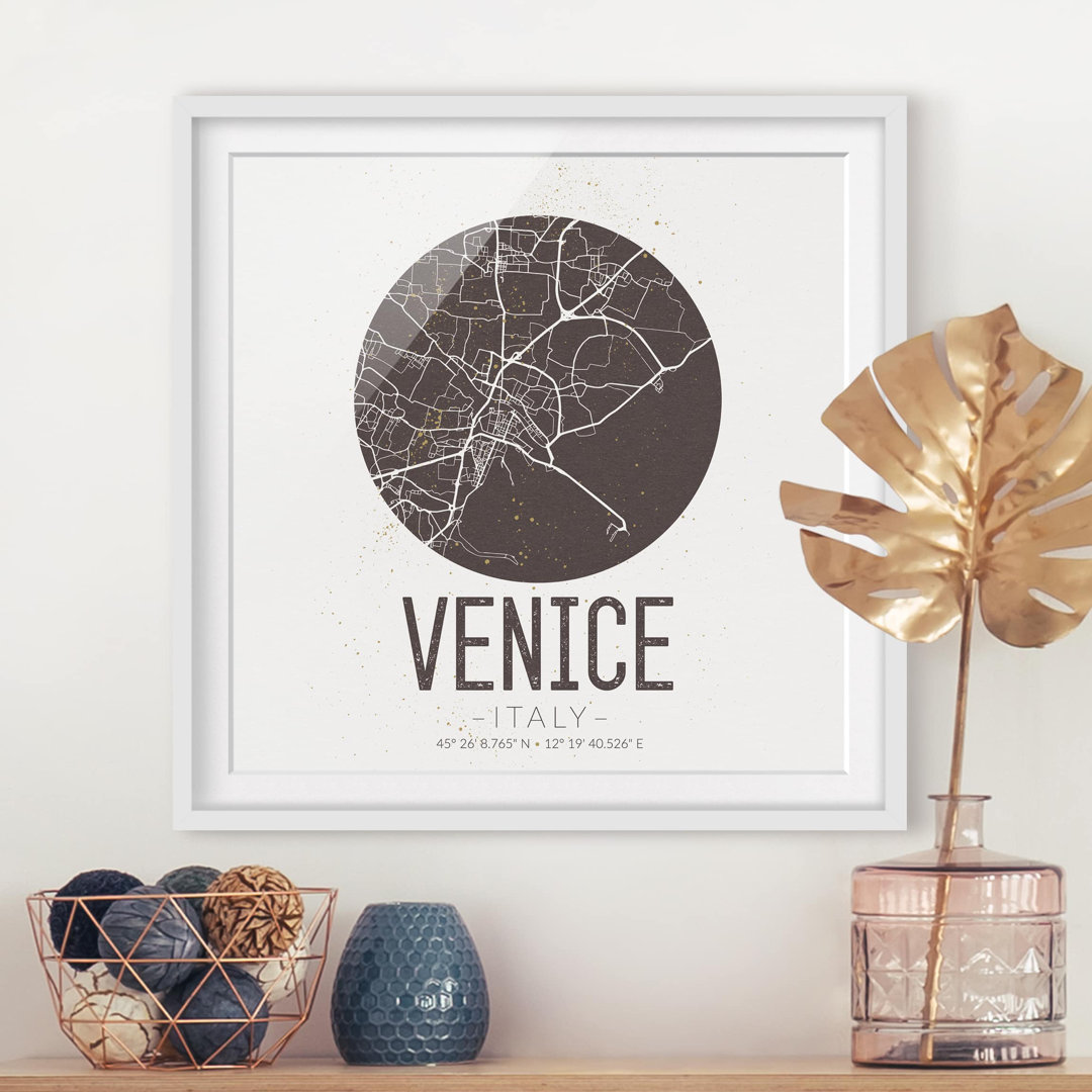 Gerahmtes Poster Venice Street Map