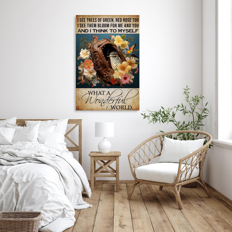 «Levid Bird What A Wonderful World», reproduction sur toile, H 14 po x l 11 po x P 1,25 po