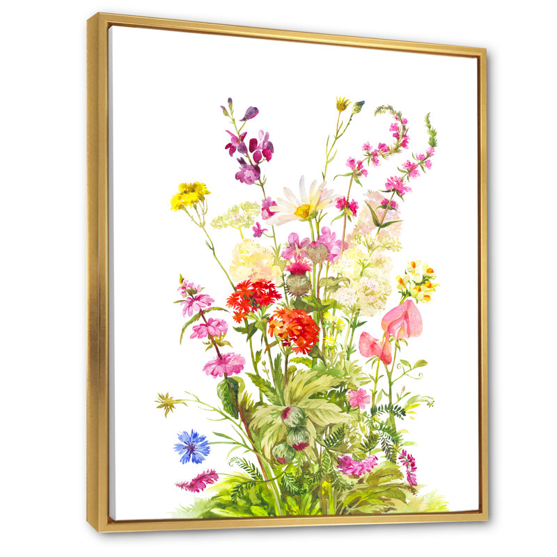 Bouquet de fleurs de la forêt en fleurs - œuvre d'art traditionnelle sur toile, H 40 po x l 30 po x P 1,5 po
