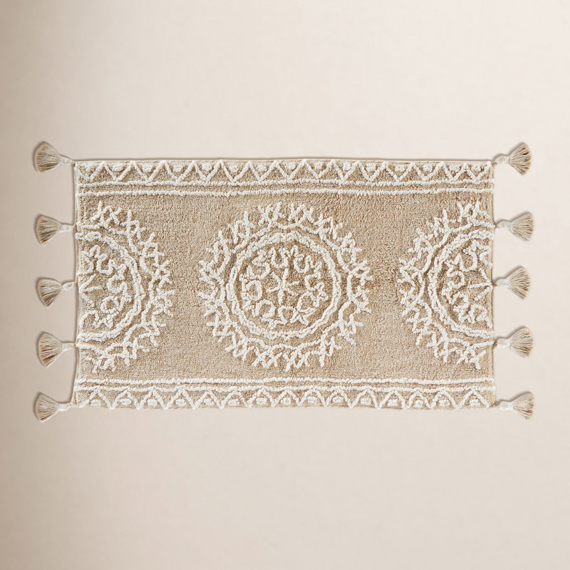 Etta Cotton Non-Slip Bath Rug, 24" W x 40" L, Tan