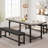 Dining Table Set for 4-6, 63" Extendable Wood Dining Room Table with Corner Protector & 2 Upholstered Benches, Kitchen Table Set for Apartment, Small Space, Easy Assembly-262287183