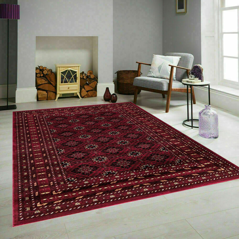 Tagab Red Traditional Non Slip Area Rugs – Luxury Washable Living Room Carpet, Bedroom & Hallway Runner, Rectangle 80 x 150cm