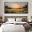 «Extra Large Sunset Wildflower Meadow Landscape», reproduction d'art sur toile encadrée-126604732-126604730