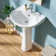 20" W x 16.5" D Pedestal Bathroom Sink U-Shaped Vitreous China with Single Faucet Hole and Overflow