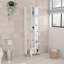 Armoire à miroir en lin, quatre tablettes intérieures, cinq tablettes extérieures - blanc-630999473