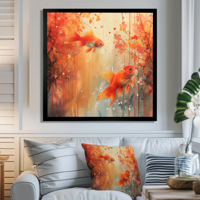 Art de poisson rouge corail orange - décoration murale art corail