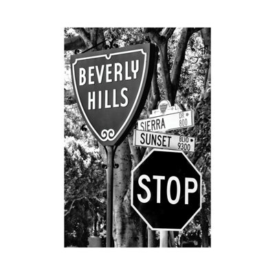 Black California Series - Beverly Hills Sign - Wrapped Canvas Print