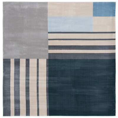Aslin Geometric Beige/Green/Charcoal Area Rug
