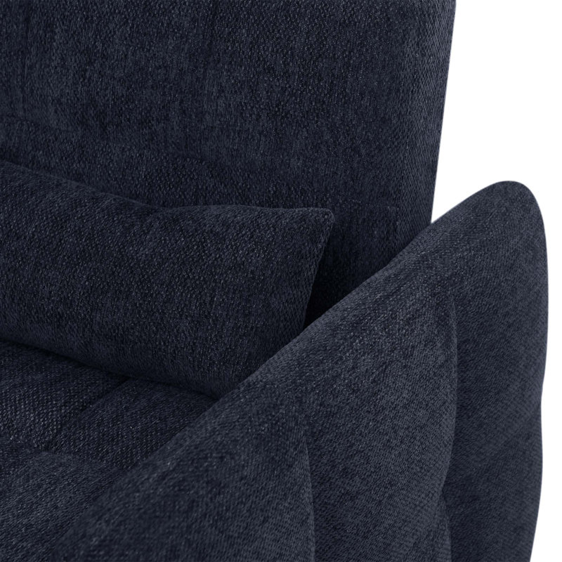 Canapé-lit confortable de 52,8 pouces avec dossier réglable, ports USB et support lombaire pour un salon polyvalent, Blue